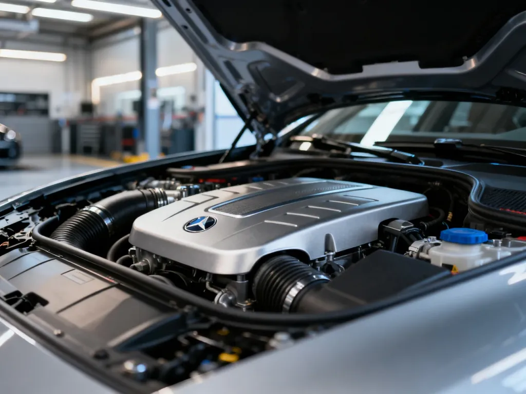 Otwarta komora silnika nowoczesnego Renault Espace z widocznymi detalami jednostki napędowej.