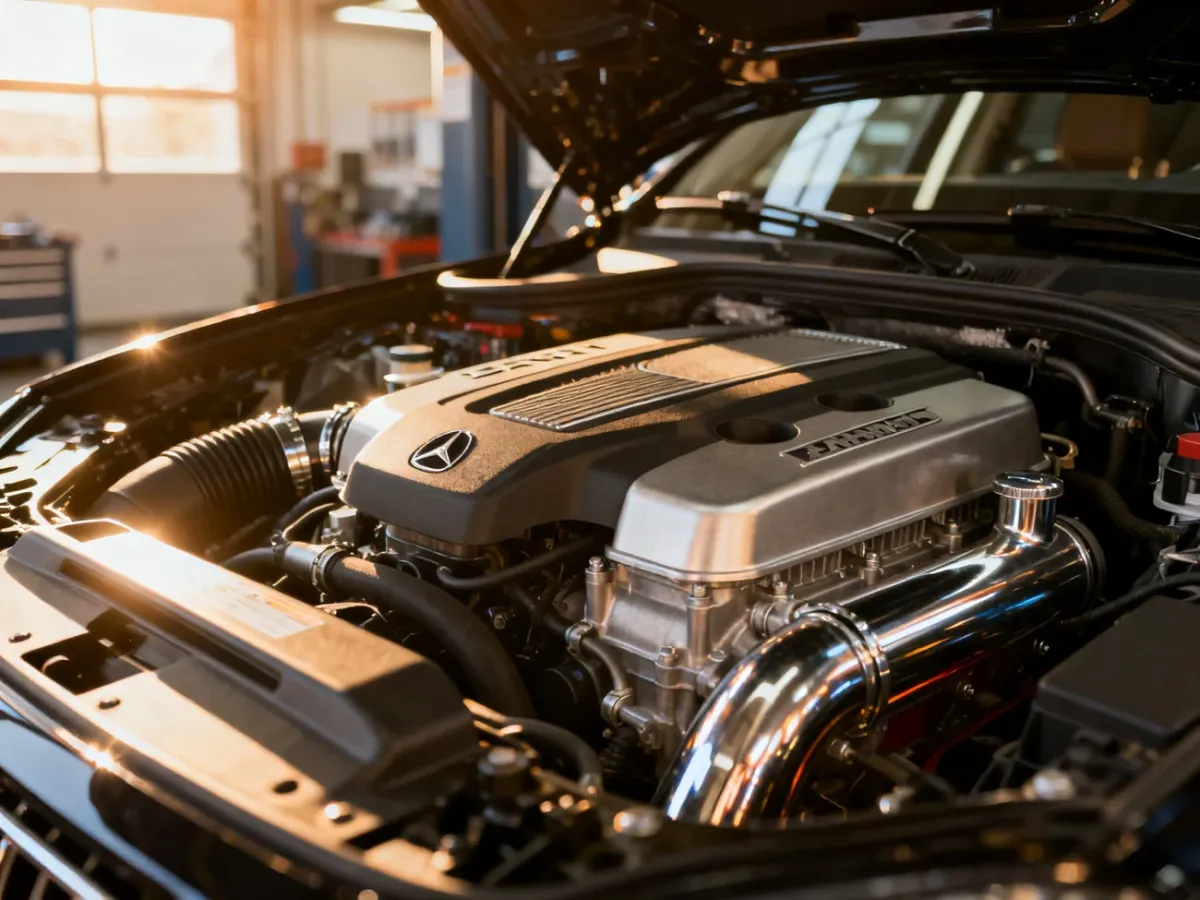 Zadbana komora silnika V6 w Mercedesie ML W164, prezentująca czystość i wysoką jakość wykonania jednostki napędowej.