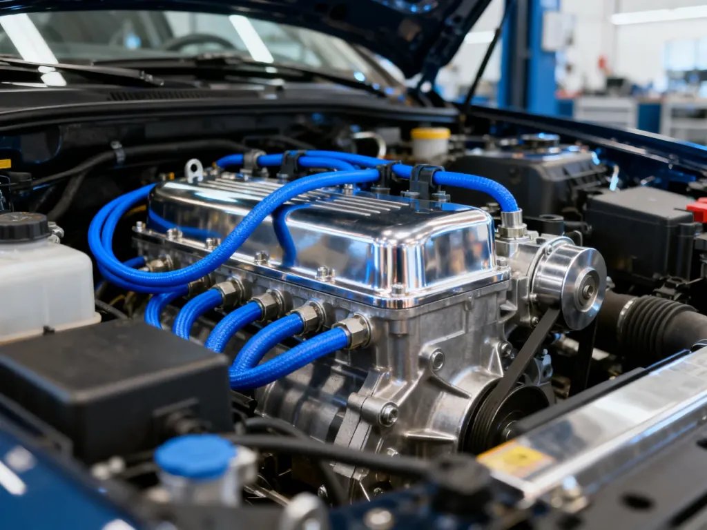 Nowoczesna komora silnika Toyoty z widocznymi detalami technicznymi, podkreślająca zaawansowaną inżynierię jednostki.